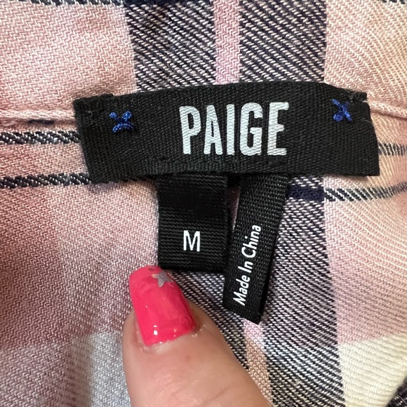 Paige Pink Plaid Button down shirt - Picture 12 of 13